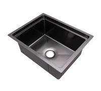 Generic Évier de Bar carré, évier de Cuisine à Cuve Unique en Acier Inoxydable 304 14,96 X 11,81 X 6,22 Pouces, Sortie de Vidange Sous Plan de 48 Mm, Coussinets Insonorisés pour Camping-car, Bateau,