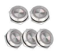 Generic Interrupteur à Bouton-poussoir en Métal à Contact Court, Entretien Pratique avec LED 19mm pour le Contrôle de Démarrage et D'arrêt, 5 Pièces (DC3~6V rouge)