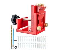 Generic Kit de Gabarit de Trou de Poche, Guide de Perçage à Bois Réglable pour des Trous Angulaires Précis dans L'assemblage de Meubles en Alliage D'aluminium 8x6.5x9cm (rouge)