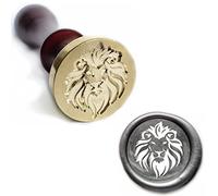 Generic Kit de tampon de cire à cacheter avec motifs animaux, sceaux en cuivre et poignée en bois, tampon de cire pour cartes, enveloppes, emballage cadeau (lion)
