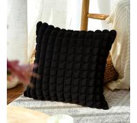 Generic Lot de 1 housse de coussin décorative en fausse fourrure de lapin pour salon, canapé, lit et bureau - 43,2 x 43,2 cm - Noir - Grille (unie)