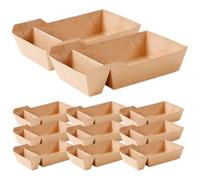 Generic Lot de 100 Boîtes à Goûter en Papier Kraft Marron, Design Pliable Pratique, Capacité 520ml, pour Fêtes et Célébrations