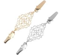 Generic Lot de 2 Broches Vintage en Métal Argenté et Doré, Clips pour Cardigan et Châle, Épingles de Col Polyvalentes pour Vêtements Femmes, Accessoires Rétro pour Soirée et Tenue