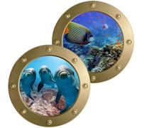 Generic Lot de 2 Stickers Muraux 3d Animaux Marins Décor Océan Sous-marin, Autocollants Décoratifs Chambre Bébé, Adhésifs Muraux Colorés pour Salon et Chambre Garçon et Filles, Art Mural
