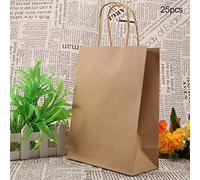 Generic Lot de 25 Sacs Cadeaux en Papier Kraft Durables pour Bonbons avec Poignée pour Mariages et Fêtes (Papier kraft jaune)
