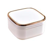 Generic Mini Poubelle de Bureau Polyvalente, Petite Poubelle de Rangement Moderne, Panier à Ordures avec Couvercle pour Bureau, Chambre à Coucher à Côté de La, Or blanc et rose