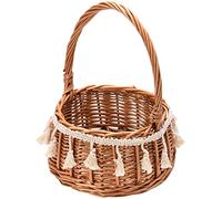 Generic Panier de Fleurs Rustique en Rotin, Panier de Rangement de Bonbons de Couleur Marron Paille pour Mariages, Demoiselle D'honneur, Petits Cadeaux (Generictw45va873r-210813HT01-2)