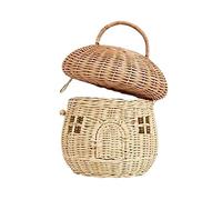 Generic Panier en rotin tressé à main design champignon ins rangement décoration enfants accessoire photo marron 25x25cm