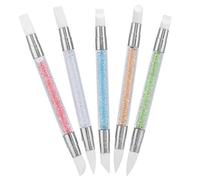 Generic Pinceau à Ongles Doux à Double Pointe pour Sculpter et Gaufrer pour la Maison/salon de beauté, Lot de 5 Pinceaux de Manucure en Silicone Vert/orange/blanc/rose/bleu