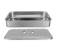 Generic Plateau pour Outils de Manucure avec Couvercle et Poignée Acier Inoxydable pour Rangement et Instruments