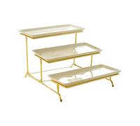 Generic Plateaux de Service à 3 Niveaux En Porcelaine pour Desserts de Fête, 30cmx40.5cmx24.4cm