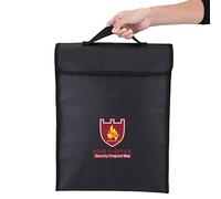 Generic Pochette Ignifuge Double Face pour Documents de Batterie LiPo 7,5x12 Sac Résistant au Feu pour Argent IP58 étanche pour le Bureau à Domicile Noir (38 * 30.5 * 6.5CM)