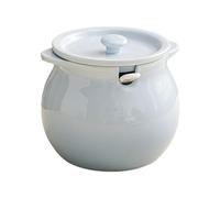 Generic Pot de Cuisine, Pot à Condiments avec Couvercle, Cuillère, Ustensile de Cuisine, Pot à Beurre à Double Anse, Pot de Table En Céramique, Bleu