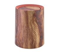 Generic Poubelle Compacte Multifonctionnelle Imitation Bois avec Couvercle à Charnière, Ronde, pour La Cuisine et La Salle de Bain, 13l