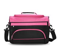Generic Sac à Main de Salon Portable, Organisateur de Grande capacité pour Outils de Coiffure, Sac Porte-Ciseaux pour Usage Professionnel en Salon et Voyage, Rose Rouge + Noir