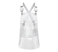 Generic Tablier Transparent En TPU, Léger, Résistant à L'huile et à L'eau, avec Poches et Bretelles Réglables. Convient Aux Boulangers, Blanc 80cm