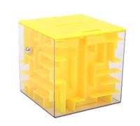 Generic Tirelire Puzzle Labyrinthe 3D de 8,5 Cm, Boîte D'épargne Interactive Transparente avec Serrure, pour Cadeaux en Espèces pour Enfants (Yellow)