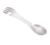 Generic Ustensile de Camping Multifonctionnel 5 en 1 en Acier Inoxydable avec Cuillère Fourchette Ouvre-bouteille Ouvre-boîte Coupe-dents de Scie pour Camping en Plein Air Randonnée Pêche Pique-nique