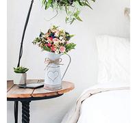 Generic Vase à Fleurs en Fer Vintage, Pot de Fleur Rustique, Seau en Métal de Style Ferme Antique pour Décoration de Table (Ligne forme coeur (grand D11X23.5H)