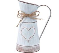 Generic Vase à Fleurs en Fer Vintage, Pot de Fleur Rustique, Seau en Métal de Style Ferme Antique pour Décoration de Table (Ligne forme coeur (petit D10X21H)