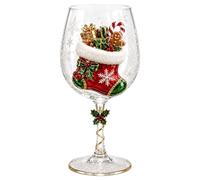 Generic Verre à vin de Noël 2D avec Père Noël, bonhomme de neige, renne | Verre à vin de Noël 2D - Motifs festifs - Père Noël, bonhomme de neige, renne, couronne d'arbre - Coffret cadeau