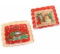Generico Assiettes de Noël carrées en Verre avec décor de Noël, Lot de 2 pièces, Grande : cm 30,5 x 30,5 H, pour la Cuisine et la Table