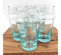 Genérico Beldi Verre marocain, verre recyclé soufflé à la main, 12 cm de haut x 6 cm de diamètre, transparent, classique, artisanal, traditionnel marocain, pour thé et boissons, usage quotidien