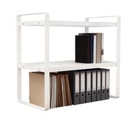 Generico Bibliothèque De Bureau - Acier Et Bois, 15,75 × 7,87 × 14,17 Pouces Organisateur Pour Étagères De Bureau Design Résistant à 2 Niveaux | Support Pour Présentoir De Banc, Étagère Pour Cuisine
