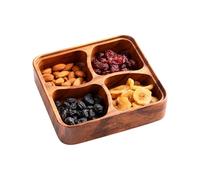 Generico Boîte à goûter en bois avec 4 grilles - Organisateur sûr et lisse naturel - Pour fruits secs et noix | Pour la famille, les amis, les hommes, les femmes, la maison, la cuisine, les fêtes et