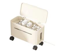 Generico Boîte de gestion - Organisateur de rangement avec roues, support pour durable, étui pour chargeur de table multiport | Bureau à domicile, bureau, pos, blanc, riferimento alla descrizione