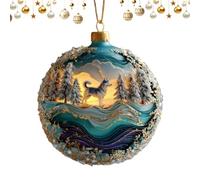 Genérico Boule de neige acrylique 2D Loup et Père Noël avec neige | Centres de table d'intérieur de Noël pour fenêtre, anniversaire, fête, bureau, chambre, patio, ferme