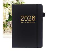 Genérico Cahier pour journal, agenda 2026 avec 288 pages - A5 avec calendrier couverture rigide pour un usage en affaires, réunions, école, étude, voyages, diplôme universitaire et maison