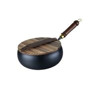 Genérico chinois, poêles à sauter, 28 cm à plat, traditionnel japonais chinois pour cuisinières à induction, électriques, à gaz, feu ouvert, barbecue, grill et camping