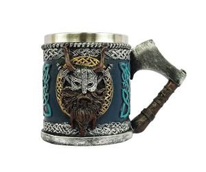 Generico Chope à bière en acier inoxydable, pour café | Chope de 450 ml avec tête de mort Guerrier Viking nordique, pour jus de boissons au café, bonbonnière pour homme