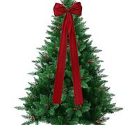 Genérico Christmas Tree Topper Bow - Large Red Holiday Decoration | Polyester Fabric with Festive Design, Stylish Ornament Accent, Perfect for Nappe Photo Backdrop Entryway, Family Gathering