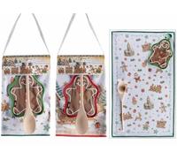 Generico Coffret Cadeau de Cuisine de Noël avec torchon en Microfibre, manique Bonhomme Pain d'épices et cuillère, Lot de 2 pièces, torchon : cm 38 x 64 H, pour la Cuisine et la Table