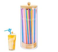 Genérico Conteneur de pailles - Rangement transparent pour pailles pour restaurant, distributeur de comptoir avec couvercle organisateur pratique pour la maison et le bureau