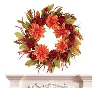 Genérico Couronnes d'automne artificielles | Porte artificielle Thanksgiving Wraths Hydrangeas | Décorations de Thanksgiving pour cheminées de jardin mural extérieur