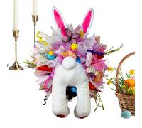 Genérico Couronnes de Pâques pour porte - Guirlande d'animaux avec œufs colorés, décoration saisonnière artificielle de lapin, cercle floral | pour porche fenêtre patio