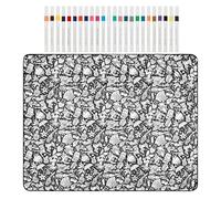 Generico Couverture de coloriage pour | 150 x 114 cm tapis lavable réutilisable - avec 24 feutres couverture colorée - pour travaux créatifs, voyage, canapé, nuit, voiture