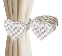 Genérico Curtain Tieback Hooks - Crochets décoratifs en forme de perles de cœur, flexibles et vintage, en métal, élégants et décoratifs, pour maison, café, chambre, salle de bain, balcon, bureau