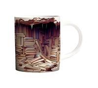 Generico Da Caffè Bookworm Étagère en céramique 3D 325 ml | Verres de style bibliothèque avec œuvres d'art pour espace créatif, cadeau pour lecteurs attentionnés pour les clubs de