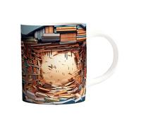 Generico Da Caffè Bookworm Étagère en céramique 3D 325 ml | Verres de style bibliothèque avec œuvres d'art pour espace créatif, cadeau pour lecteurs attentionnés pour les clubs de