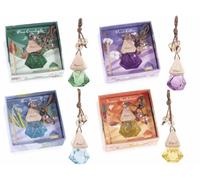 Generico Diffuseur de Parfum à Suspendre pour Voiture avec Bijou en Verre coloré et Bois, en Coffret Cadeau, Lot de 8 pièces, cm 3,5 x 3,5 x 5,5 H