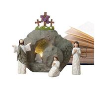 Generico Easter Resurrection Scene Set - Christian Tomb Figurine Display, Religious Ornament Decor | Spring Holiday Tabletop Decoration for Office Mantle Shelf Church Prayer Room Faith Home