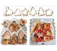 Generico Emporte-pièces à Biscuits en Acier avec Formes de Noël, dans Un Coffret Cadeau et imprimé Biscuits Pain d'épices, Lot de 4 pièces, Emporte-pièce : cm 6,5x8 H, pour la Cuisine et la Table