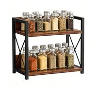Genérico Étagère à épices à 2 étages - Seasoning Shelf, 2 niveaux Space-Saving Large Capacity Vintage | Kitchen Seasoning Organizer Condiment Station for Countertop Cabinet Farmhouse Home Living Room