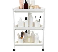 Generico Étagère d'angle stand - 3 niveaux avec roues inférieures, étagère d'exposition avec étagère triangulaire - pour salon, chambre, bureau, salle de bain, cuisine, pots de plantes, articles de