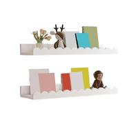 Generico Étagères suspendues - 2 supports muraux festonnés pour l'organisation | Étagère en bois | pour les livres pour salle de bain chambre à jeu jouet pour