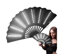 Generico Éventail pliable - Grand éventail pliable en tissu avec structure robuste - Ventilateur portable - Pour festivals et fêtes - Design fluorescent attrayant sous la lumière UV